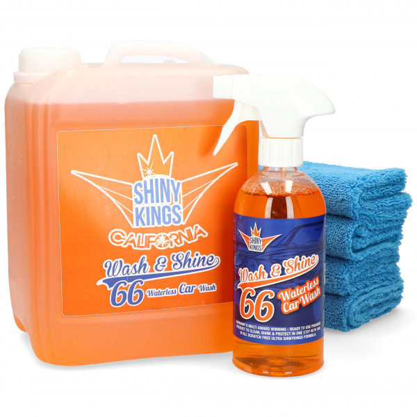 5,5L Wash&Shine 66 waterless car wash Shinykings Autopflege Set XXL mit  California Orange für bis zu 44 Autowäschen*